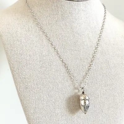 925 Sterling Silver Vintage Acorn Hammered Unique Pendant Chain Necklace 19  • $59.99