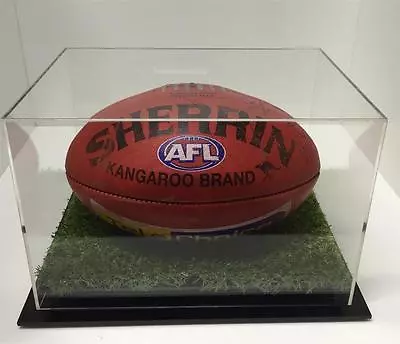 Football AFL Deluxe Acrylic Perspex Display Case Synthetic Grass Free Postage • $125
