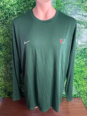 Univ. Of Miami Hurricanes Football Long Sleeve Shirt Nike Green Size 2XL • $30