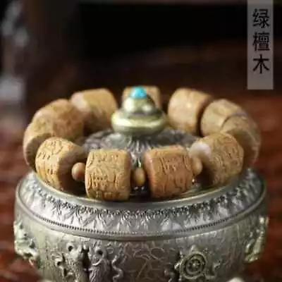 14mm Verawood Barrel Beads Carved Buddha Bracelet Souvenir Colorful Gift Cuff • $17.20