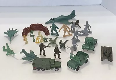 Vntg Miniture & Regular Army Men Planes Tanks Truck & 1 Maisto Gi Joe Die Cst • $15