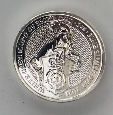 2021 Queen's Beasts White Greyhound Of Richmond 2oz Silver Bullion Coin • £75