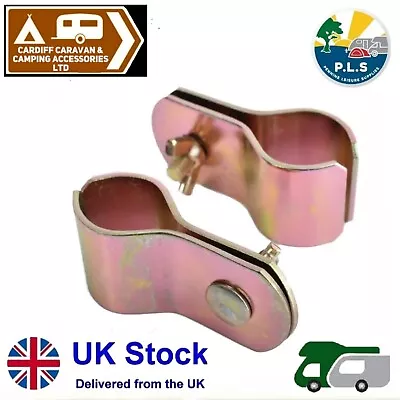 Awning Pole Clamps 19-22mm Tube Universal Caravan Motorhome Camping Tent 2 Pack • £3.95