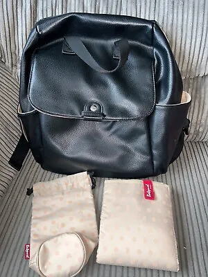 Babymel Black Vegan Leather Baby Changing Bag (Robyn Convertible Backpack)  • £34.99