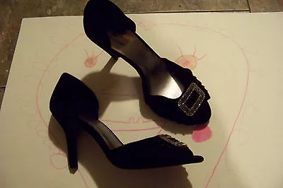 Womens Worthington Mink Black Open Toe Side Cut Out Heels Shoes Size 7 • $19.99