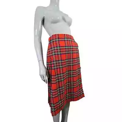 Edinburgh Textile Co Red Tartan Skirt Vintage Kilt  Made In Scotland Size 16 • $34.81