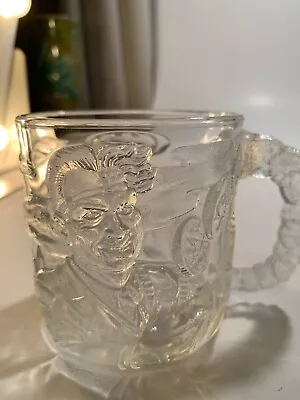 Vintage 1995 McDonald's Batman Forever 3D Two-Face Clear Glass Coffee Mug • $7