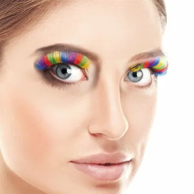 Ladies Womens Girls Pair Of Rainbow Coloured False Eyelashes Brand New • £4.99