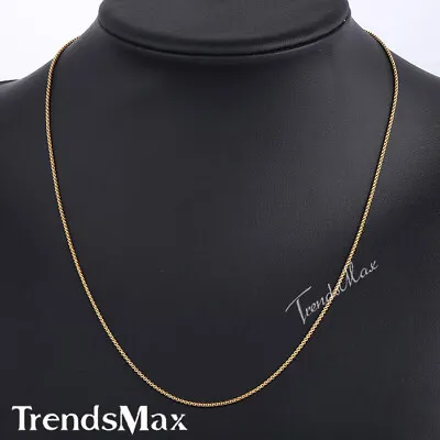 2-5mm Mens Chain Gold Plated Stainless Steel Round Box Link Necklace Christmas • $7.49