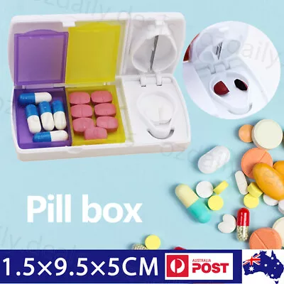 $5.95 • Buy Pill Cutter Box Grinder Medicine Boxes Tablet Crusher Splitter Storage Case AU