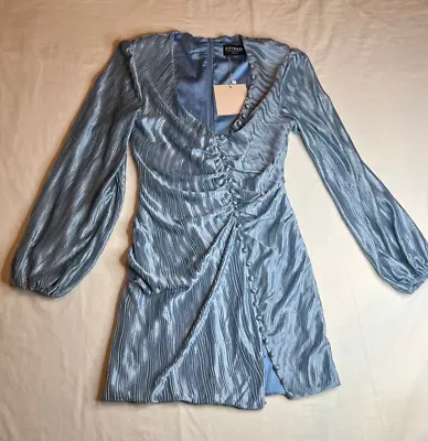 Kittenish Mini Dress Womens Medium Blue Y2K Luxury Blue Skies Asymmetrical NWT • £22.42