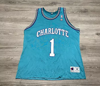 Muggsy Bogues #1 Charlotte Hornets NBA Vintage 90s Champion Jersey Men's 48 XL • $99.99