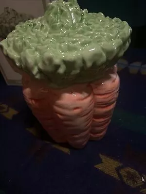 Vintage Carrot Shaped Cookie Jar Storage Container Ceramic RARE World Bazaars • $20