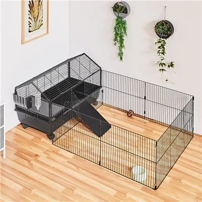Metal Rabbit Cage For Small Animals With A Foldable Play Yard 39'' Bunny Cage • $94.68