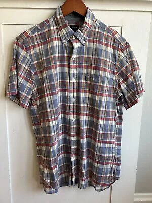J Crew Madras Plaid Shirt Sleeve Buttondown Shirt Men’s Size Medium • $15