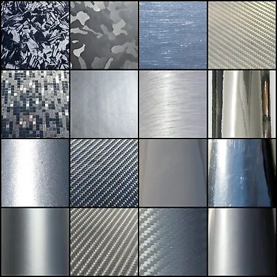 21 Styles Of SILVER Self Adhesive Vinyl Wrap - ANY SIZE - BUBBLE/AIR FREE - Car • £4.25