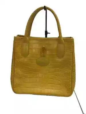 Longchamp ROSEAU Croco Handbag Yellow Leather Embossed Paris Casual Business • $187.55