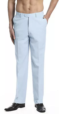 CONCITOR Men's Dress Pants Trousers Flat Front Slacks Solid BABY BLUE Color • $48.95