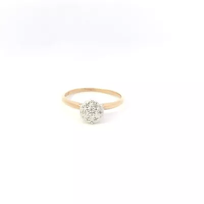 10K Round Vintage Diamond Cluster Statement Ring Yellow Gold *22 • $129.95