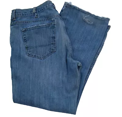 36 X 30 OLD NAVY MENS DENIM BLUE JEANS LOW RISE LIGHT WASH BOOT CUT TATTERED • $16.99