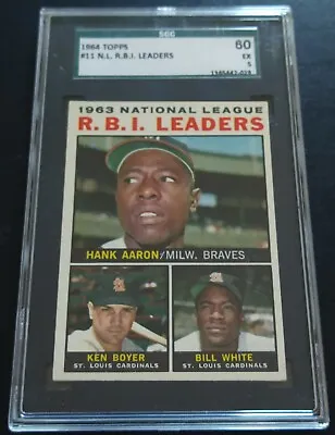 1964 Topps #11 N.L. RBI Leaders Hank Aaron / Ken Boyer / Bill White SGC 5 EX • $39.90