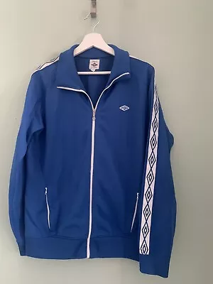 Umbro Full Zip Tracksuit Top UK L Dark Blue White Zips 90’s  • £17.99