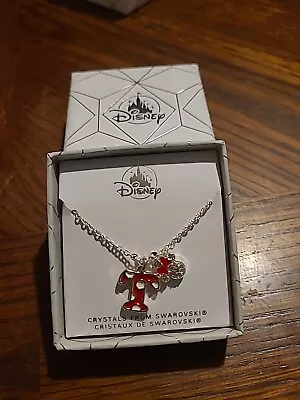 Disney Store Minnie Initial T Charm Necklace Polka Dot Swarovski Crystals Nib • $19.99