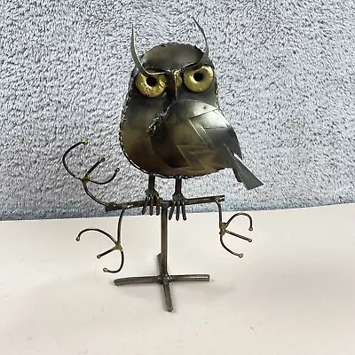 Metal Brutalist Owl Sculpture 10  On Branch Bronze Figurine Garden Art Mexico • $22.99