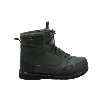 LL Bean Men's 8  Dark Green Leather Waterproof Vibram Angler Wading Boots 11 M • $68