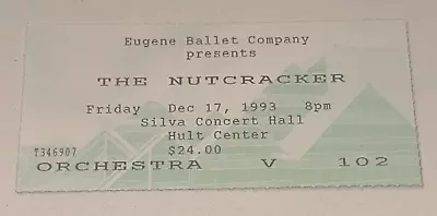 12/17/93 The Nutcracker Play Performance Hult Center Eugene Oregon Ticket Stub • $18.74