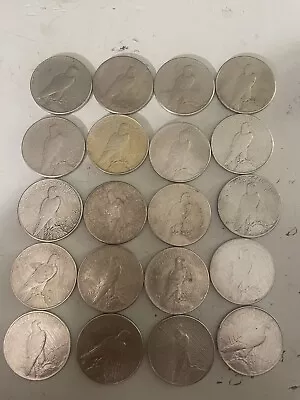Roll Lot Of 20 1922-1934 $1 Morgan Peace Silver Dollars-Different Mints • $650