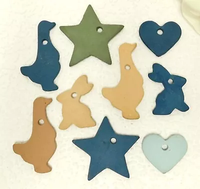 Ceramic Craft Jewelry Pendant Lot - Rabbit Goose Star Heart • $7.99