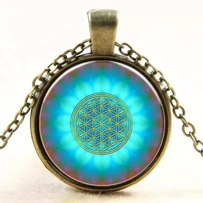 $9.99 • Buy New Fashion Blue Flower Of Life Logo Pendant Chakra Necklace Sacred Geometry Jew
