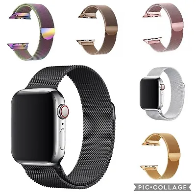 APPLE WATCH STRAP MILANESE LOOP METAL BAND 8 7 SE 6 5 4 3 38/40/41/42/44/45/49mm • £2.39