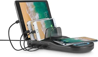 Techsmarter 5-Port Multi USB Station With Wireless Charger Pad IPhone Samsung LG • $19.99