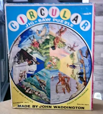 Fishing Around The World Circular Jigsaw Waddingtons No 537 - VINTAGE 1960 • £8