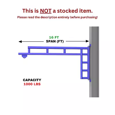 Gorbel Work Station Jib Crane Wall Mounted - 1/2 Ton Capacity Span 16 Ft • $2710