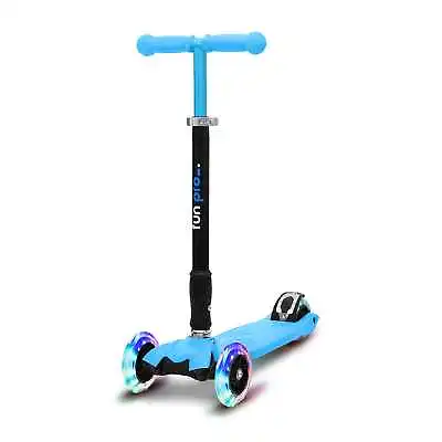 Scooter Kids 3 Wheels Ages From 5 LED Kids Push Scooter Adjustable Folding Blue • £91.99