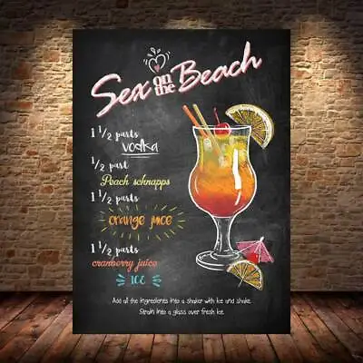 £4.99 • Buy Sex On The Beach COCKTAIL RECIPE METAL SIGN PLAQUE Bar Cafe Beer Garden Man Cave