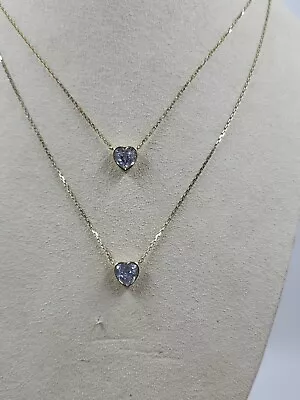 Diamonique X Jennifer Coffey 2 CZ Adjustable Heart Necklaces 14K Plated • $40.95