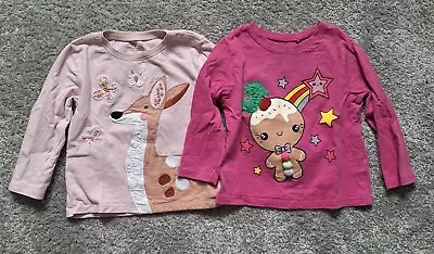 Pair Of Next Baby Girl 18-24 Months Long Sleeve T Shirts Pink • £6