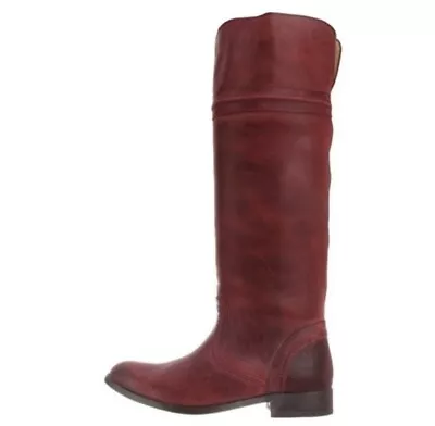 Frye Melissa Trapunto Burgundy Leather Distressed Tall Knee High Boots Size 6.5 • $119.99