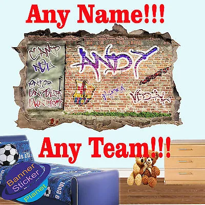 £7.99 • Buy Personalised Graffiti Name Football Team Barcelona Wall Sticker Art Kids Rooms