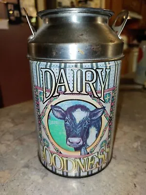 Vintage Milk Can Tin Collectible Dairy Goodness Holstein Cow Farmhouse Rustic 6  • $6