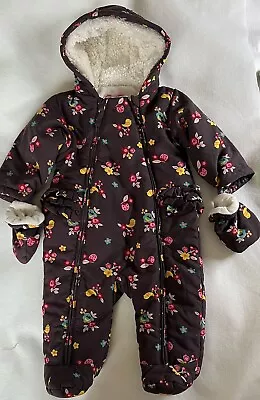 £8.50 • Buy M&S Girls Snowsuit Pramsuit 3/6 Months. Purple Floral