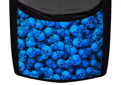 Skulls Stack Cobalt Blue Skeleton Hood Truck Wrap Vinyl Car Graphic Decal  • $141.93