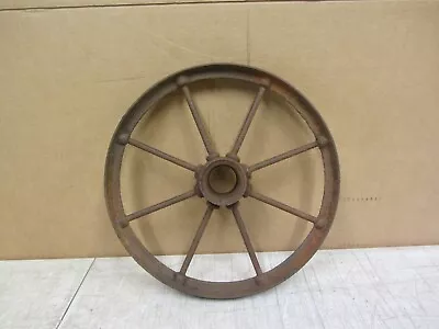 Vtg Antique Primitive Steel Spoke Wagon Wheel Plow Cart Implement Farm Decor 14 • $46.99