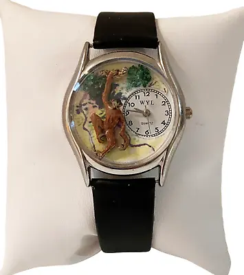 Vintage Whimsical Watches Monkey-Themed Silver Finish Watch W/New Battery • $24.99