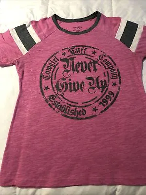 Cowgirl Tuff T-shirt Women’s Medium Ringer Sleeve Pink • $4