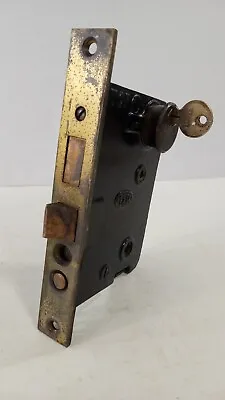 Vintage Exterior  Mortise Lock Door Hardware Dead Bolt W Key (Stuck Tumbler) • $44.99